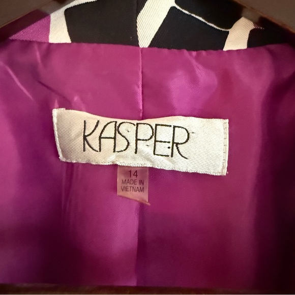 Kasper Purple & Black Geometric Women's Blazer Size 14 - Picture 3 of 5